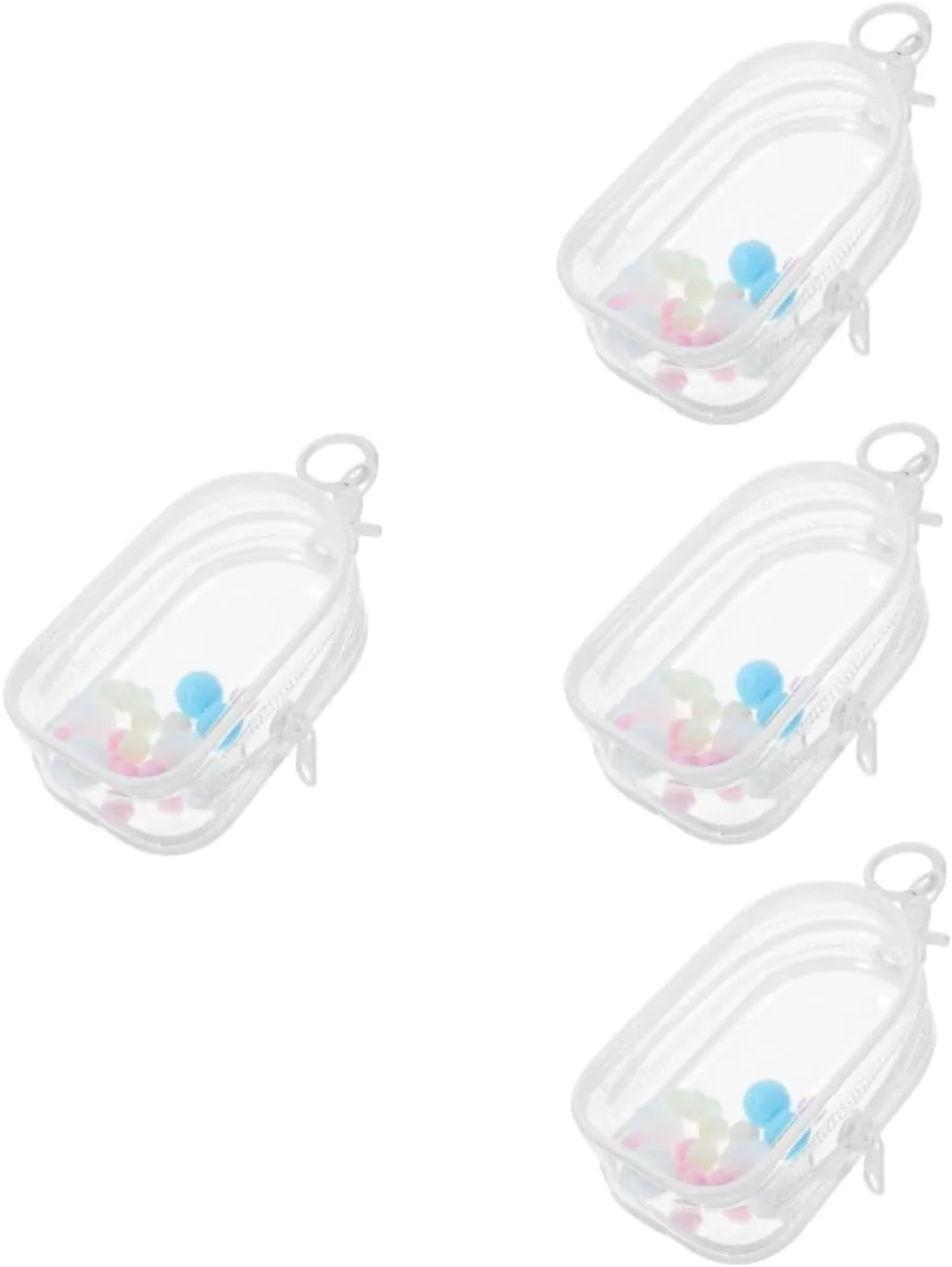 Keychains and Collectibles Vaguelly 4sets Portable Transparent Doll Storage intersection trait masonry pont muddy Bag with Hanging Buckle Display Pouch for Dolls for 