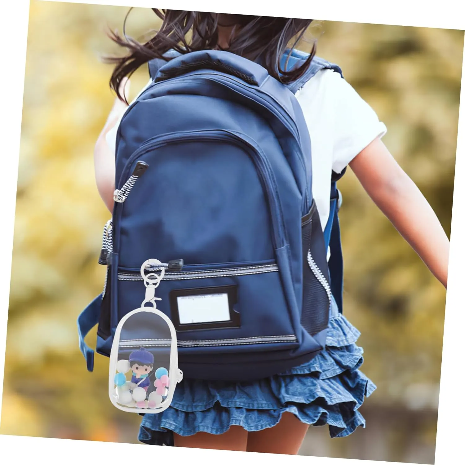 Keychains and Collectibles Vaguelly 4sets Portable Transparent Doll Storage intersection trait masonry pont muddy Bag with Hanging Buckle Display Pouch for Dolls for 