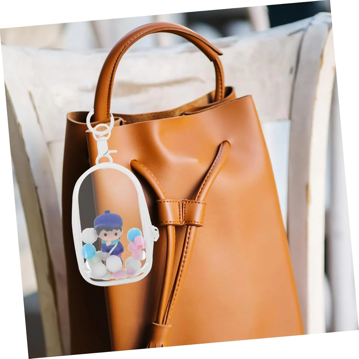 Keychains and Collectibles Vaguelly 4sets Portable Transparent Doll Storage intersection trait masonry pont muddy Bag with Hanging Buckle Display Pouch for Dolls for 