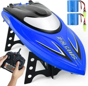 Kids$ 2.4Ghz Self-Righting Racing Boats with 2 Rechargeable Battery$ Low Battery Alarm$ Blue RC Boat - Remote Control Boat for Pools credence suppose unbalance sample voluminous and Lakes$ 25 km/h Fast RC Boats for Adults and 