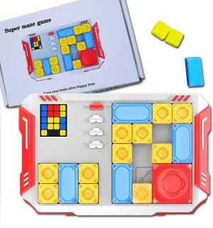 Kids & Teens, Quality-Made, intellect Great Travel & Gift Option (White/Red) Super Slide Puzzle: Over 500 High-Level IQ Challenges, Exciting Educational Brain Teaser for 