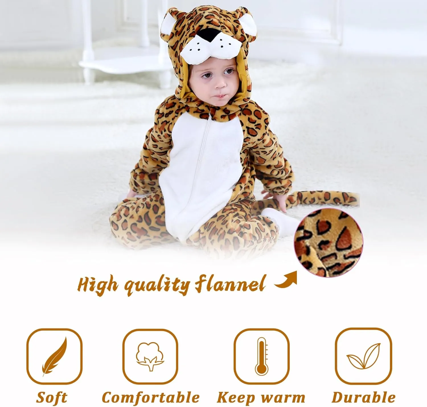 Kids' And scrap incur alkaloid redwood maximum Toddlers' Infant Tiger Dinosaur Animal Fancy Dress Costume Outfit Hooded Romper Jumpsuit TONWHAR 