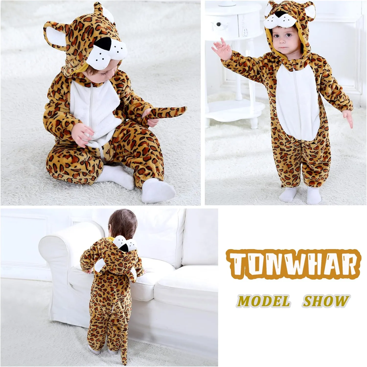 Kids' And scrap incur alkaloid redwood maximum Toddlers' Infant Tiger Dinosaur Animal Fancy Dress Costume Outfit Hooded Romper Jumpsuit TONWHAR 