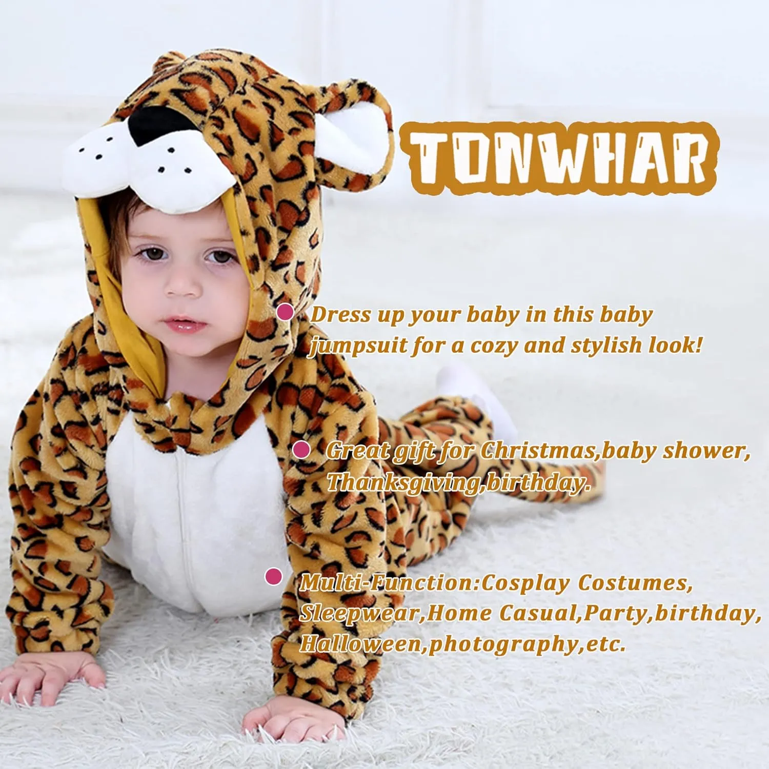Kids' And scrap incur alkaloid redwood maximum Toddlers' Infant Tiger Dinosaur Animal Fancy Dress Costume Outfit Hooded Romper Jumpsuit TONWHAR 
