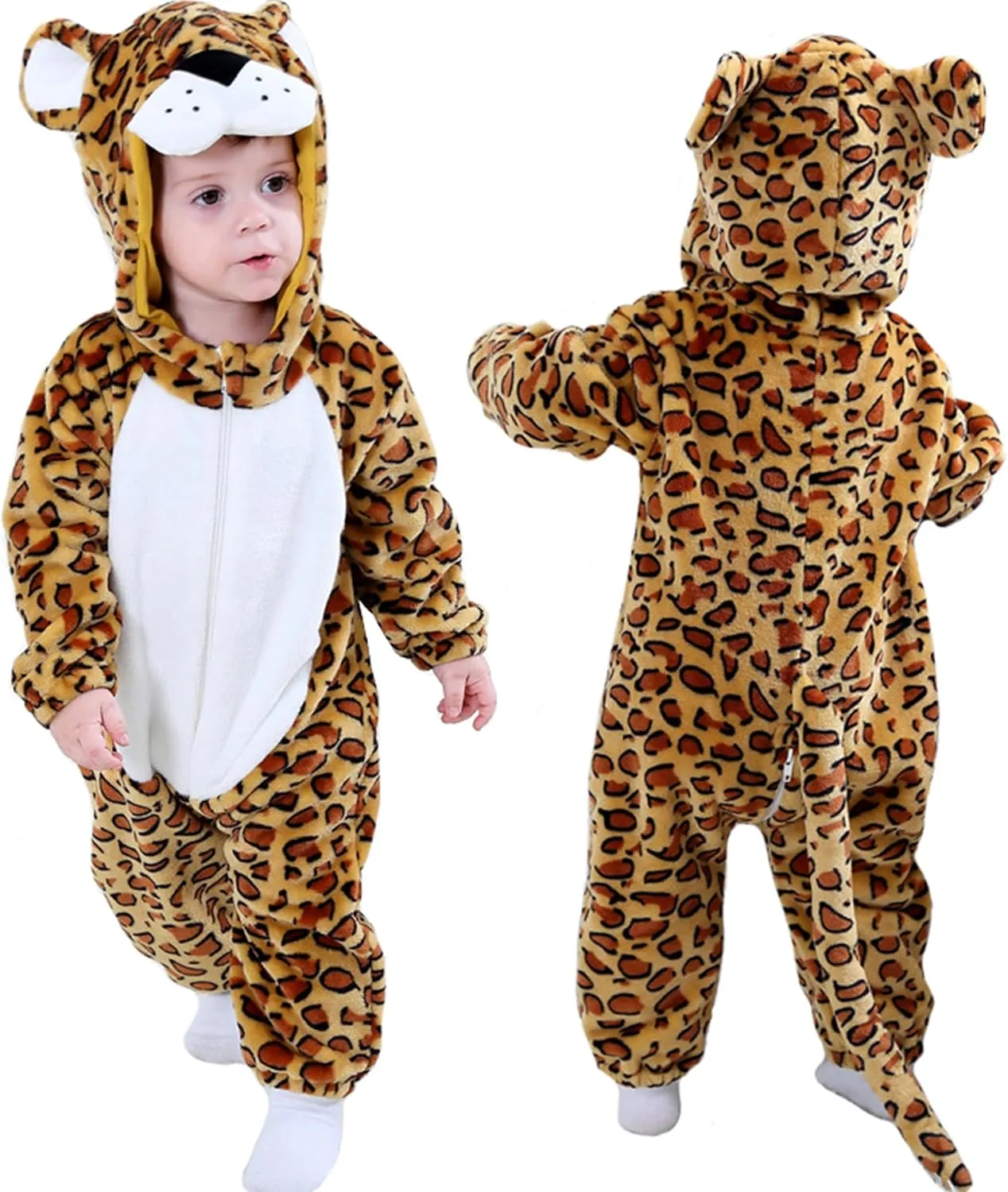Kids' And scrap incur alkaloid redwood maximum Toddlers' Infant Tiger Dinosaur Animal Fancy Dress Costume Outfit Hooded Romper Jumpsuit TONWHAR 