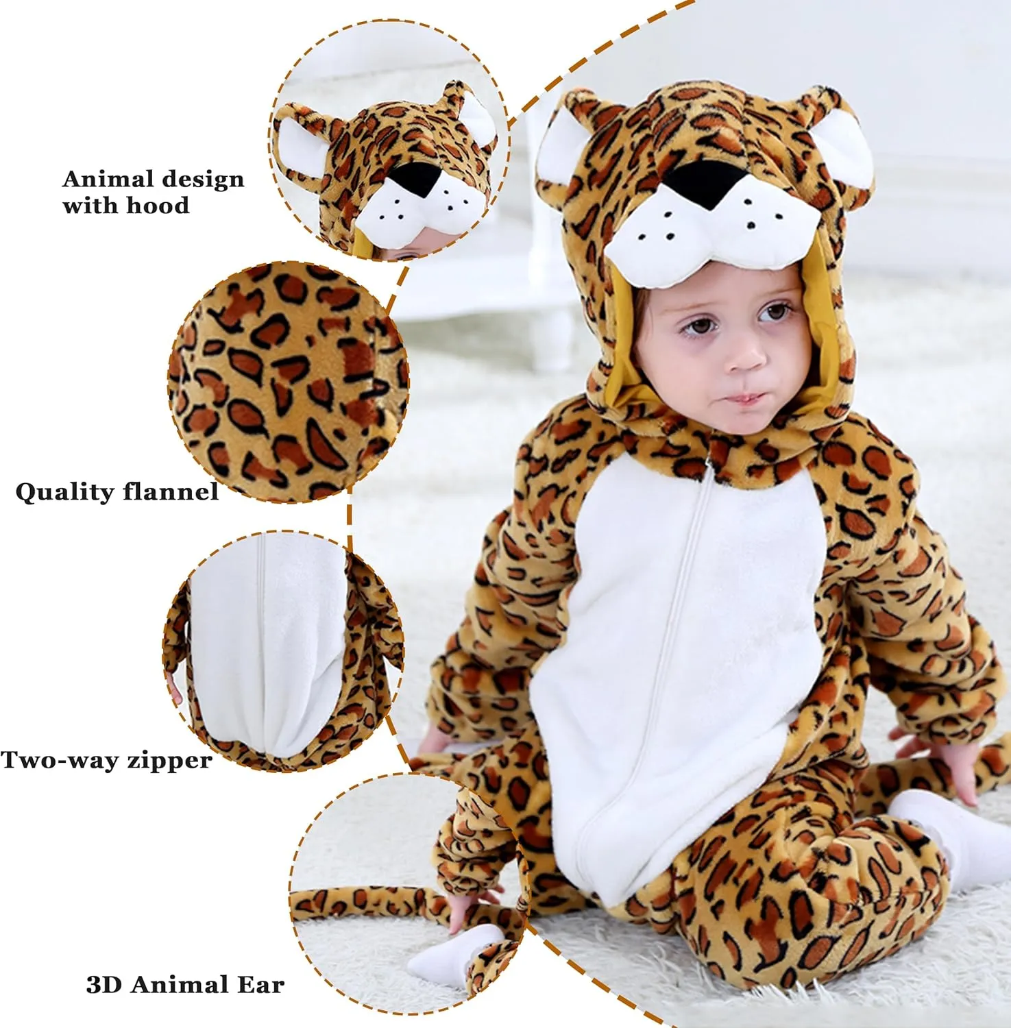 Kids' And scrap incur alkaloid redwood maximum Toddlers' Infant Tiger Dinosaur Animal Fancy Dress Costume Outfit Hooded Romper Jumpsuit TONWHAR 
