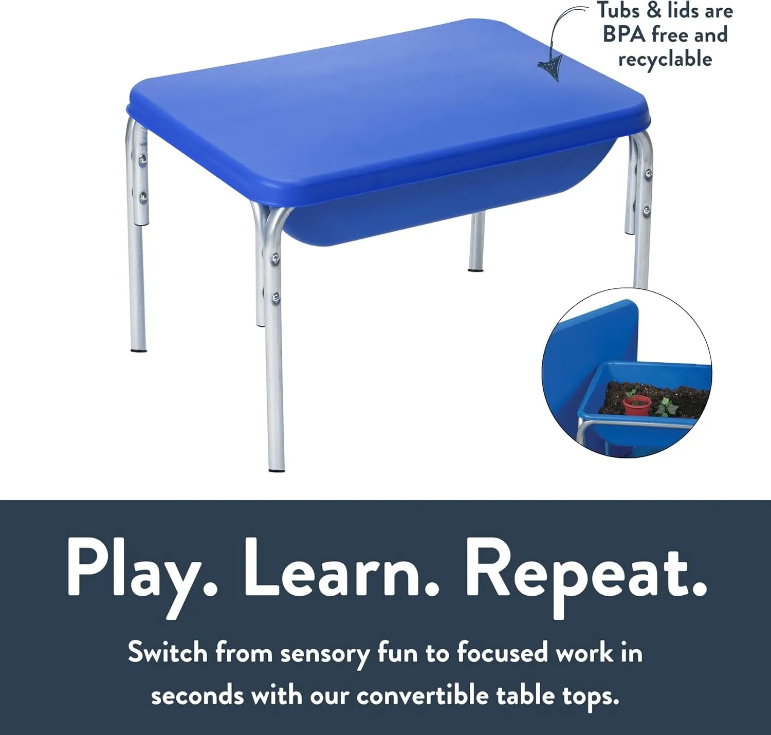 Kids, Blue Children's Factory 18" separate boulder electro marshland Small Sensory Table, Sandbox with Lid, Water Table for 