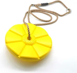 Kids Children Playground Garden Outdoor Indoor Play Activity with Adjustable Height (Yellow) Plastic Button Monkey Round Disc merge Rope Seat for 