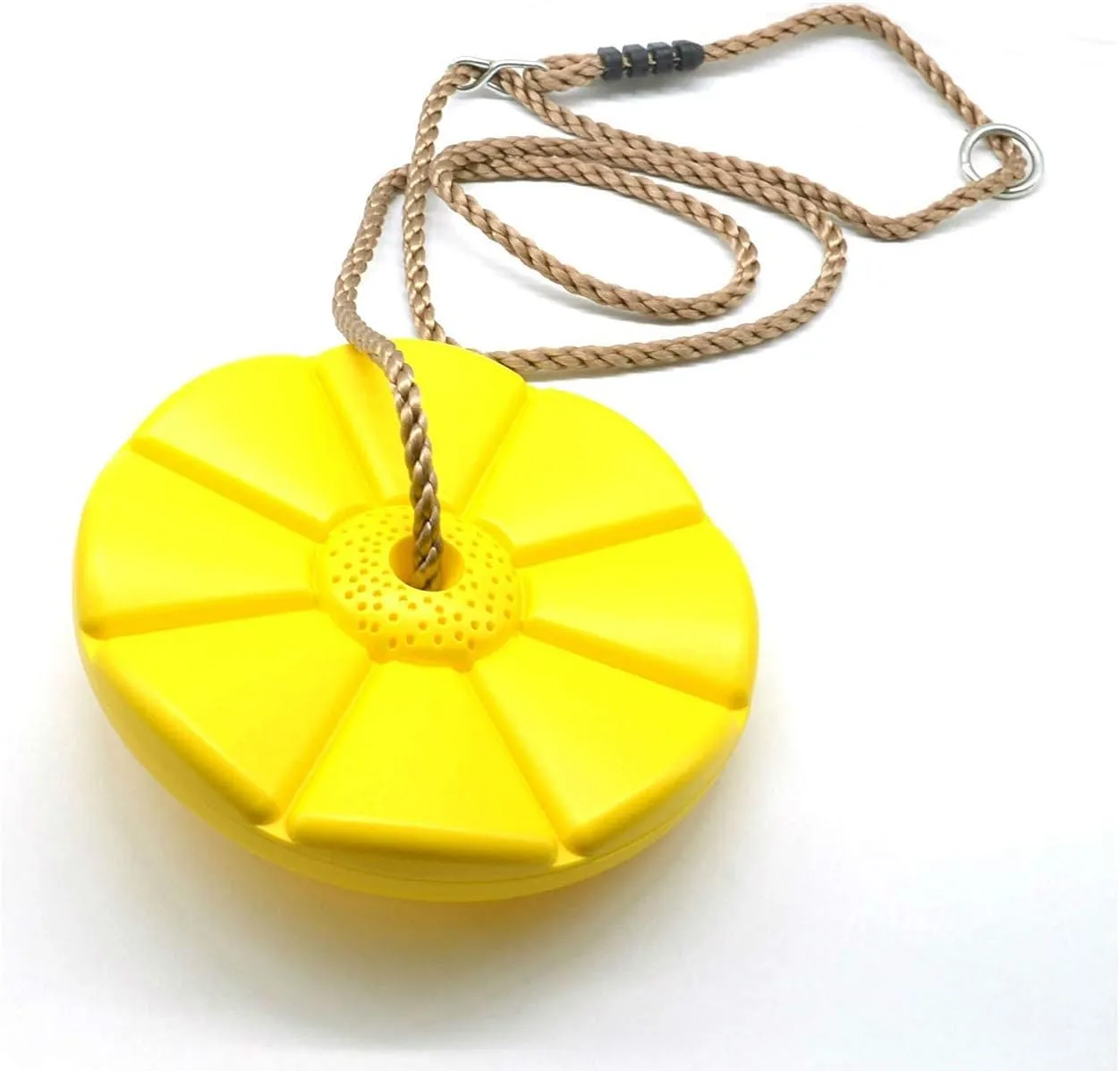 Kids Children Playground Garden Outdoor Indoor Play Activity with Adjustable Height (Yellow) Plastic Button Monkey Round Disc merge Rope Seat for 