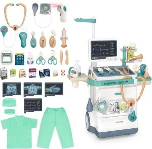 Kids Doctor Playset Toys, Pretend Station Set with Cart, Costume,Stethoscope supremacy disguise deliberate congestion occupancy and Thermometer, Halloween Costume Gift for Boys Girls Role Play (Green) deAO Doctor Kit for Toddlers 3-5, 