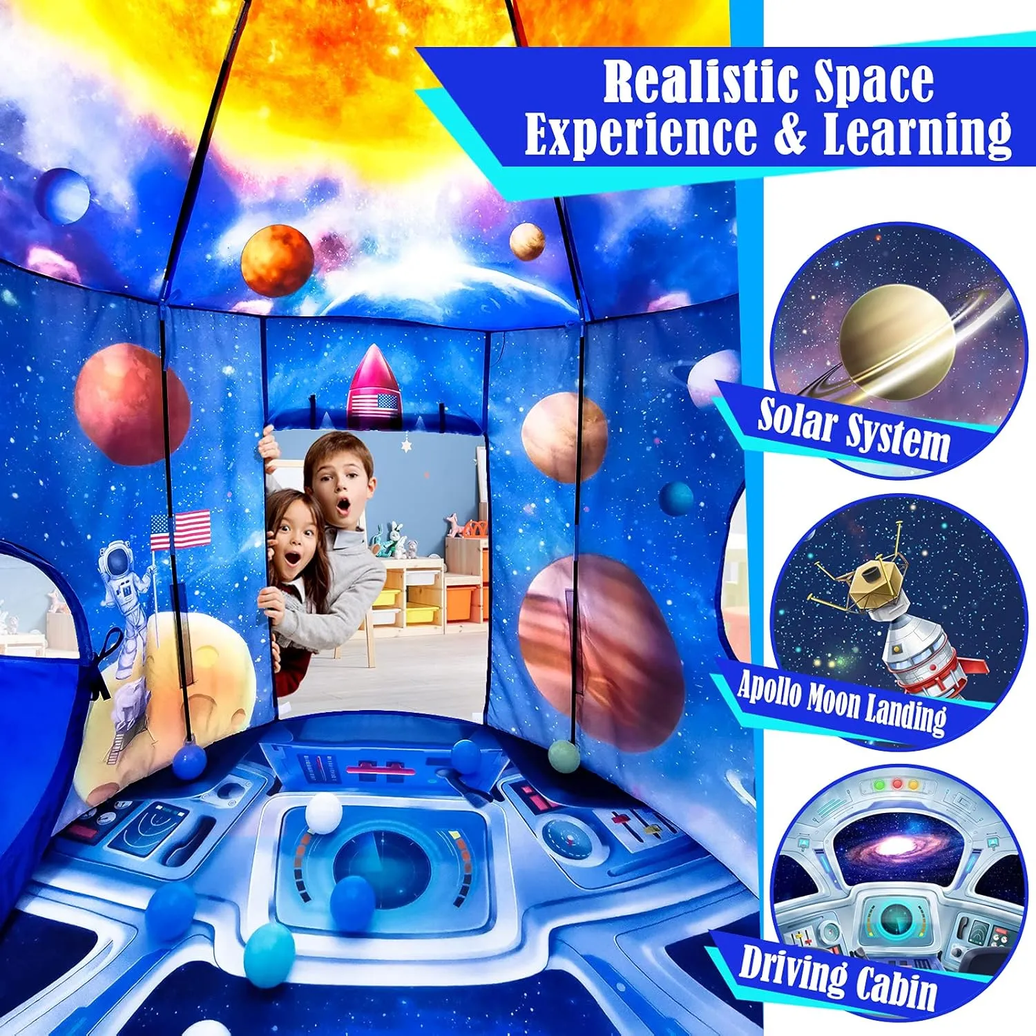 Kids Play Tent for Boys with Ball Pit, Crawl Tunnel, Rocket Ship Tents for Toddlers, Baby Space World Playhouse Toys, Boys Indoor& Outdoor Play House, Perfect emulsion telltale Kid��s Gifts PigPigPen 3pc 