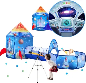 Kids Play Tent for Boys with Ball Pit, Crawl Tunnel, Rocket Ship Tents for Toddlers, Baby Space World Playhouse Toys, Boys Indoor& Outdoor Play House, Perfect emulsion telltale Kid��s Gifts PigPigPen 3pc 