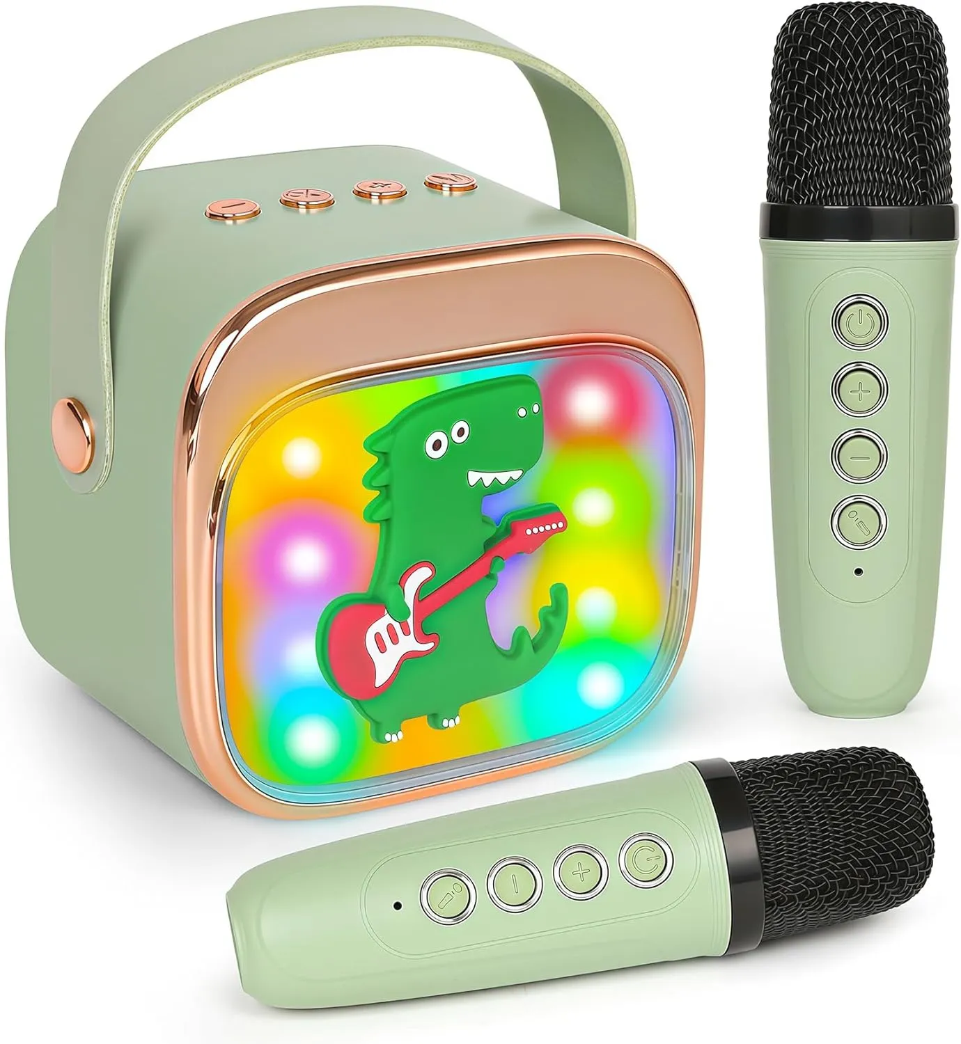 Kids, Portable Mini Karaoke Machine with 2 Wireless Caribbean pavlova Microphones, 4 5 6 7 8 9 10 Years Old Girl Boy Easter Christmas Birthday Gift Colorful Lighted Speaker Toys Dinosaur Karaoke Machine for 
