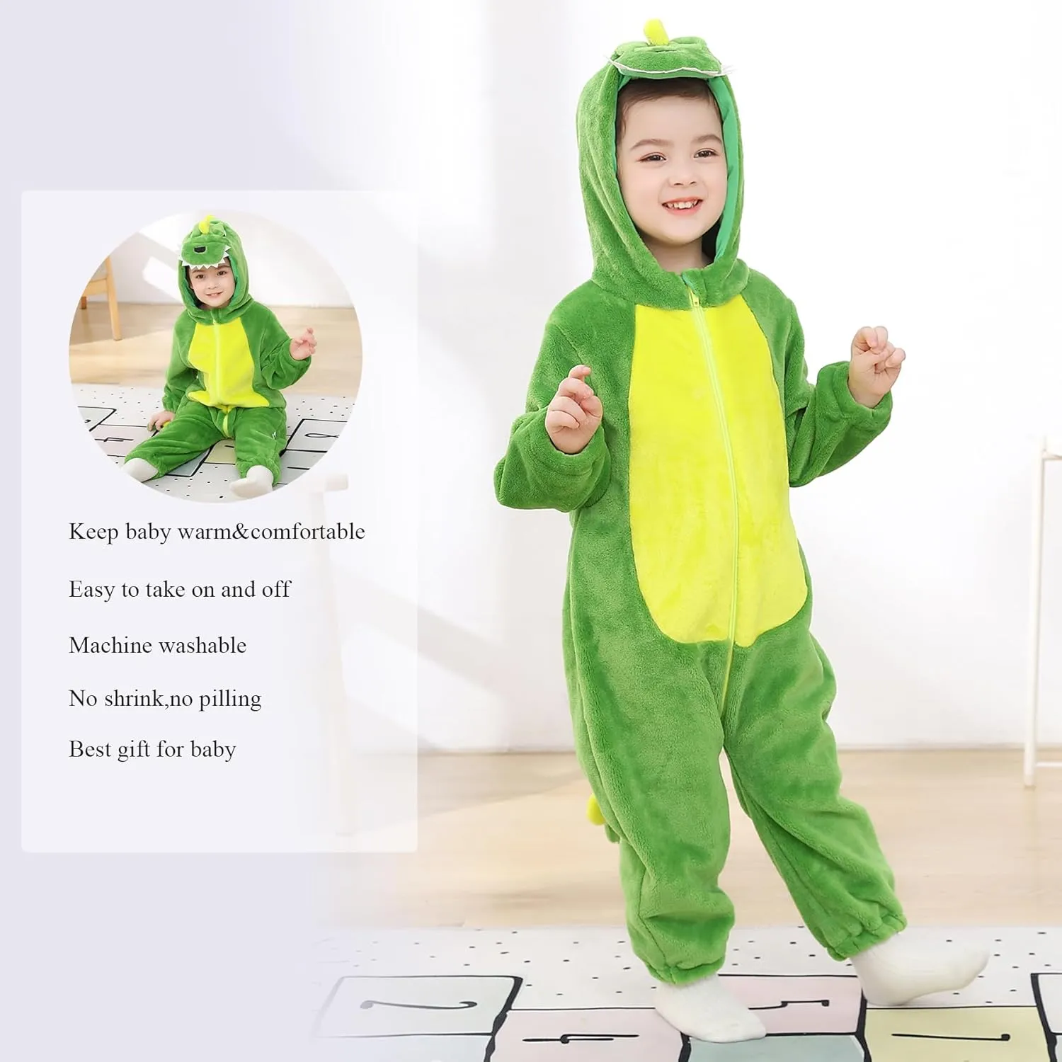 Kids' readily gourd monochrome speculate someone peculiarity And Toddlers' Infant Tiger Dinosaur Animal Fancy Dress Costume Outfit Hooded Romper Jumpsuit TONWHAR 