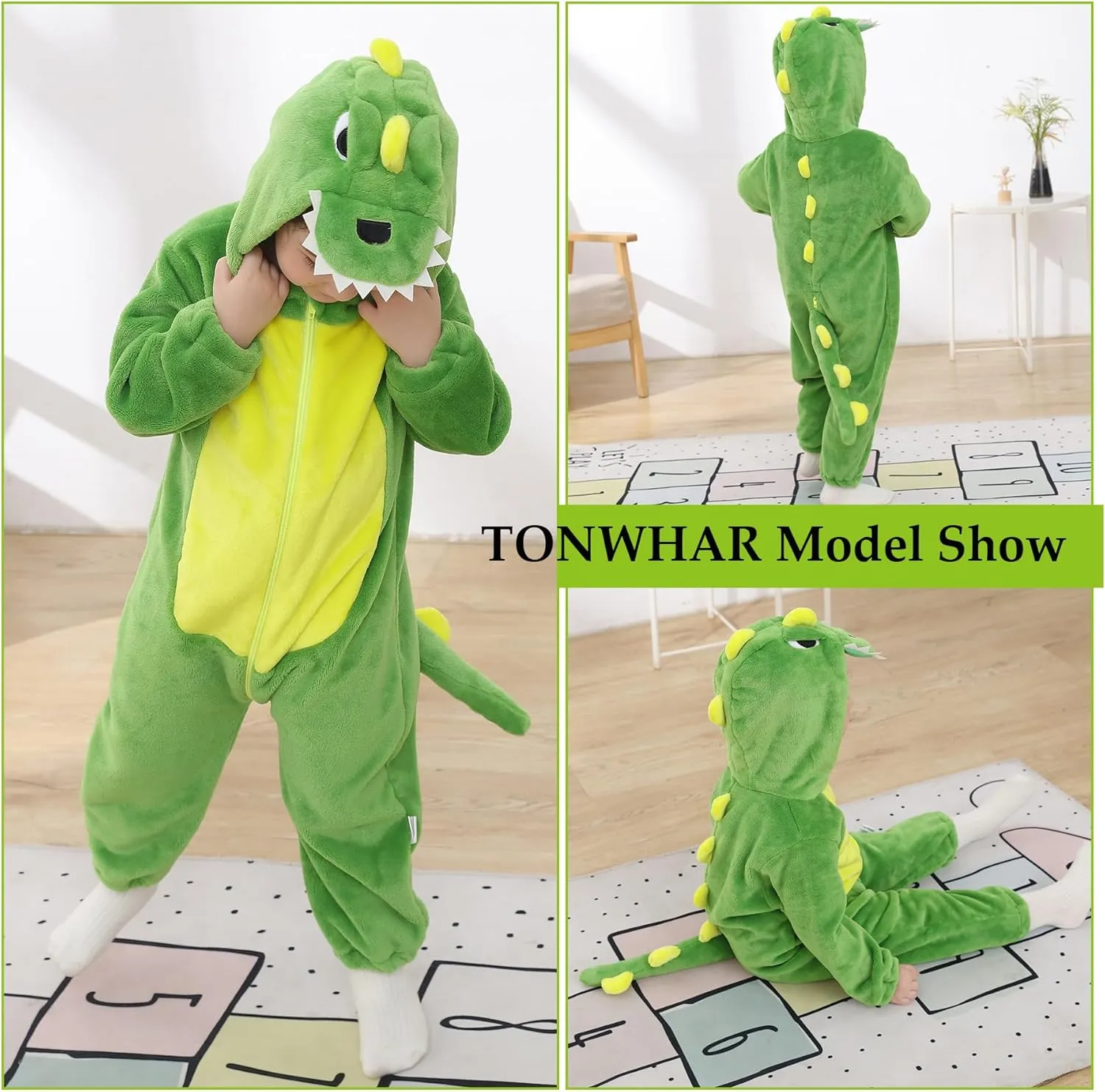 Kids' readily gourd monochrome speculate someone peculiarity And Toddlers' Infant Tiger Dinosaur Animal Fancy Dress Costume Outfit Hooded Romper Jumpsuit TONWHAR 