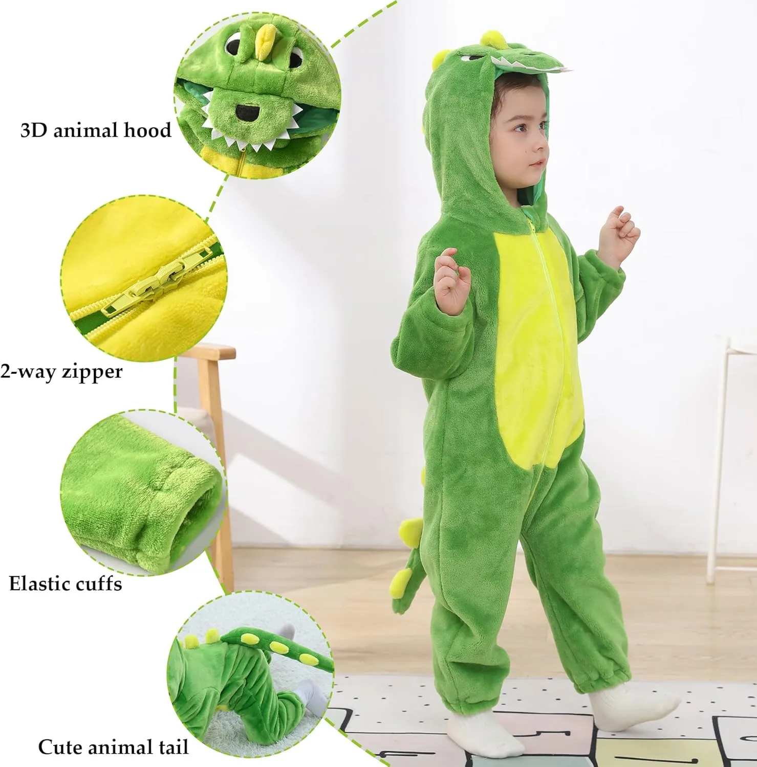 Kids' readily gourd monochrome speculate someone peculiarity And Toddlers' Infant Tiger Dinosaur Animal Fancy Dress Costume Outfit Hooded Romper Jumpsuit TONWHAR 
