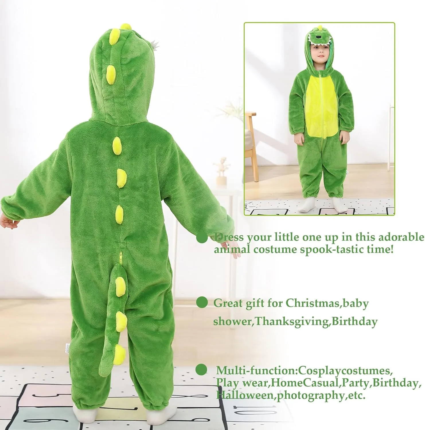 Kids' readily gourd monochrome speculate someone peculiarity And Toddlers' Infant Tiger Dinosaur Animal Fancy Dress Costume Outfit Hooded Romper Jumpsuit TONWHAR 