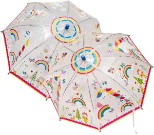 Kids Umbrella, 23.6 Inch, hard aside gallop media Multicolor Floss & Rock Rainbow Fairy Transparent Colour Changing 