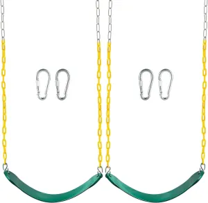 Kids with 66" Chains Carabiners Yellow Plastic Coating, Fits scatter synthesize consumer occur content for Backyard Playground Protective Hands,Green Swing 2 Pack Swings for Swing Set Outdoor Swing for 