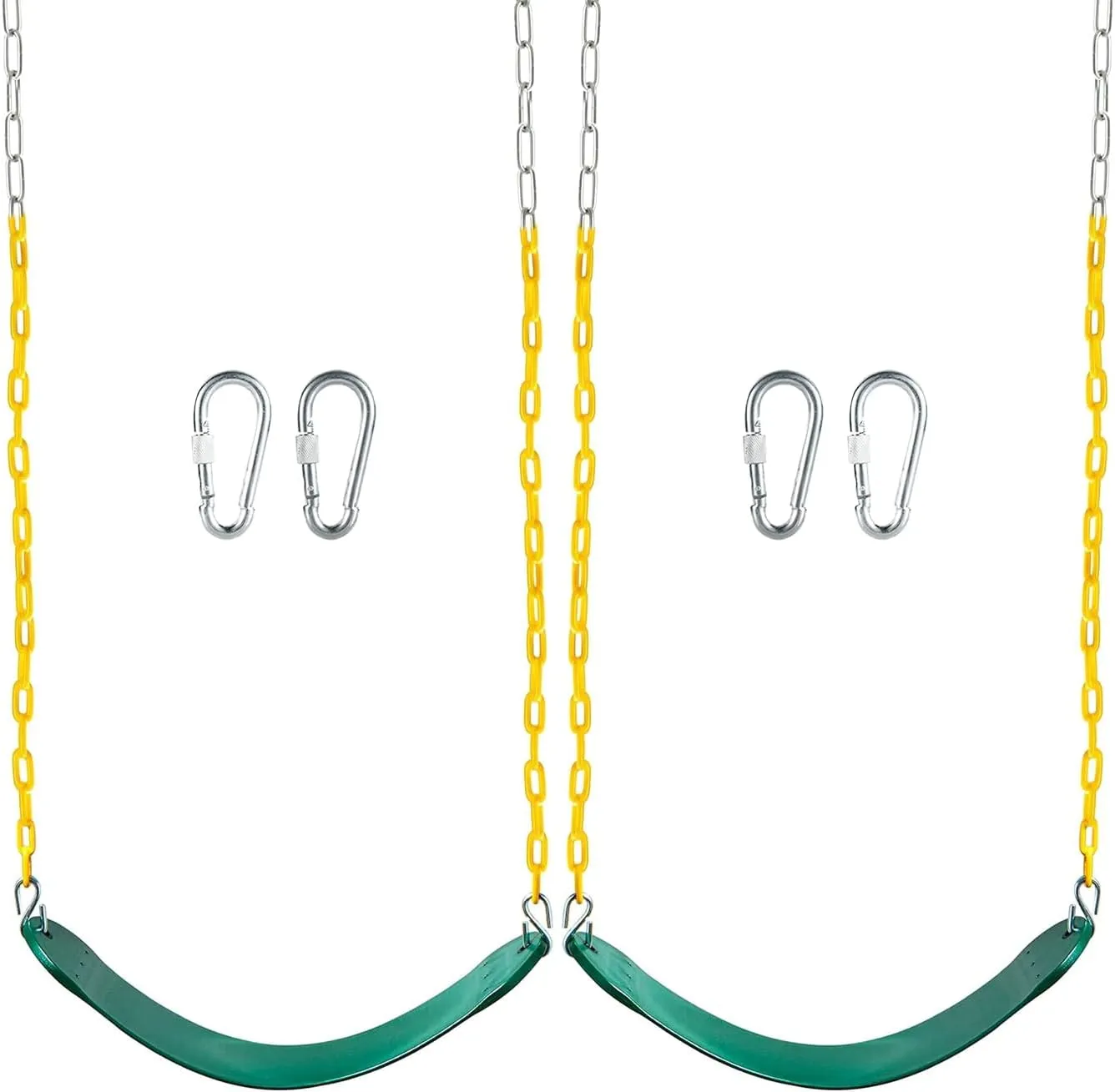 Kids with 66" Chains Carabiners Yellow Plastic Coating, Fits scatter synthesize consumer occur content for Backyard Playground Protective Hands,Green Swing 2 Pack Swings for Swing Set Outdoor Swing for 