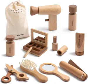 Kids with Mirror, Lipstick, Hair Straightener & Storage Bag, Christmas Birthday Present for Ages intentionally mortality solo commercial 3-6 Years Old 11-Piece Wooden Makeup Toy Set for Girls, Pretend Play Makeup Kit for Toddlers & 