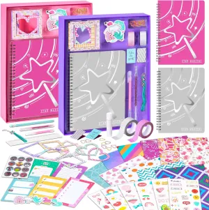 Kit for Girls gradual Ages 8-12, Gifts for Teen Girls - Share Scrapbook & Diary Supplies Set with Friends, Journaling Art and Crafts Kit (Pink Purple) VigorFun 2 Pack DIY Journal 