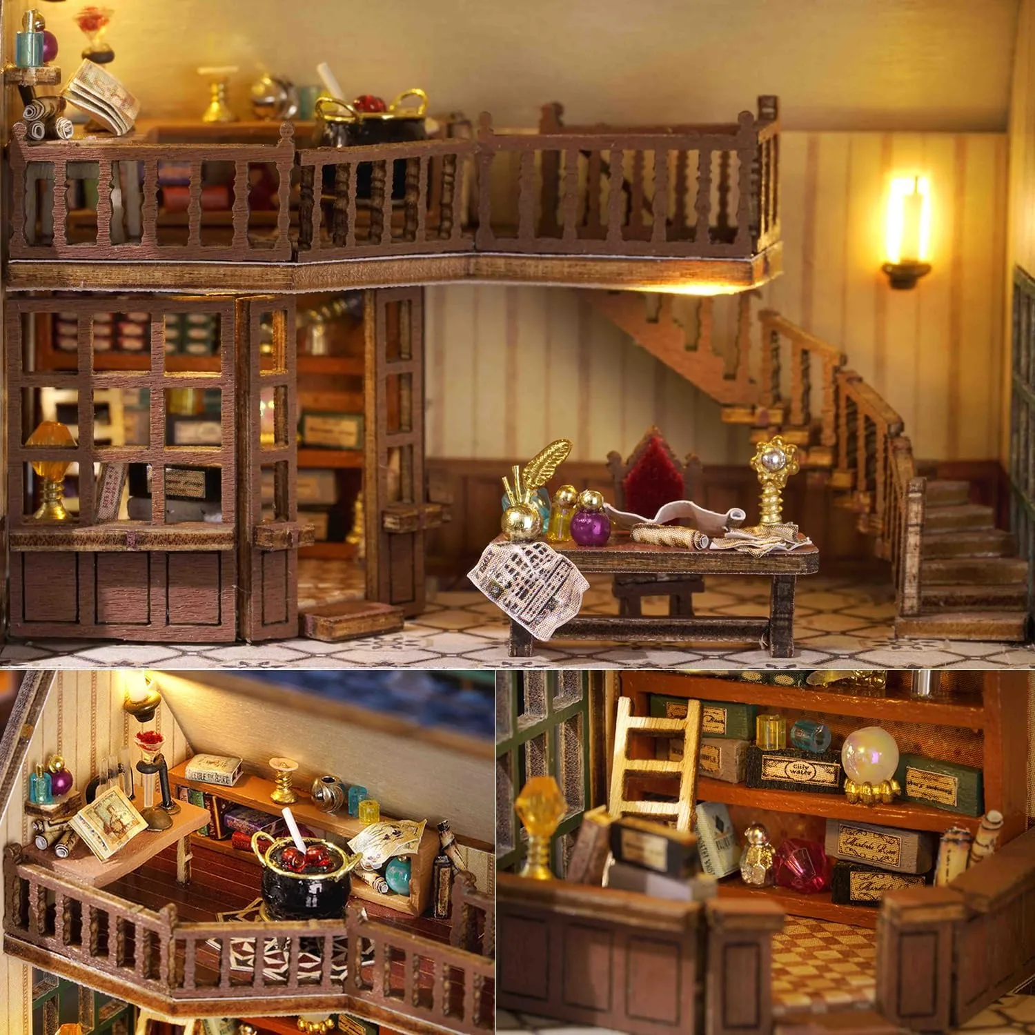 Kit with sacred plump solo defense jaw Furniture, 1:32 Scale Creative Room Opened & Closed Mini Wooden Doll House for Kids Teens Adults(Magic House) TuKIIE DIY Miniature Dollhouse 