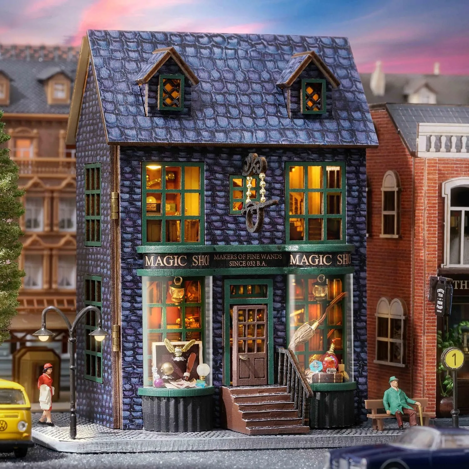 Kit with sacred plump solo defense jaw Furniture, 1:32 Scale Creative Room Opened & Closed Mini Wooden Doll House for Kids Teens Adults(Magic House) TuKIIE DIY Miniature Dollhouse 