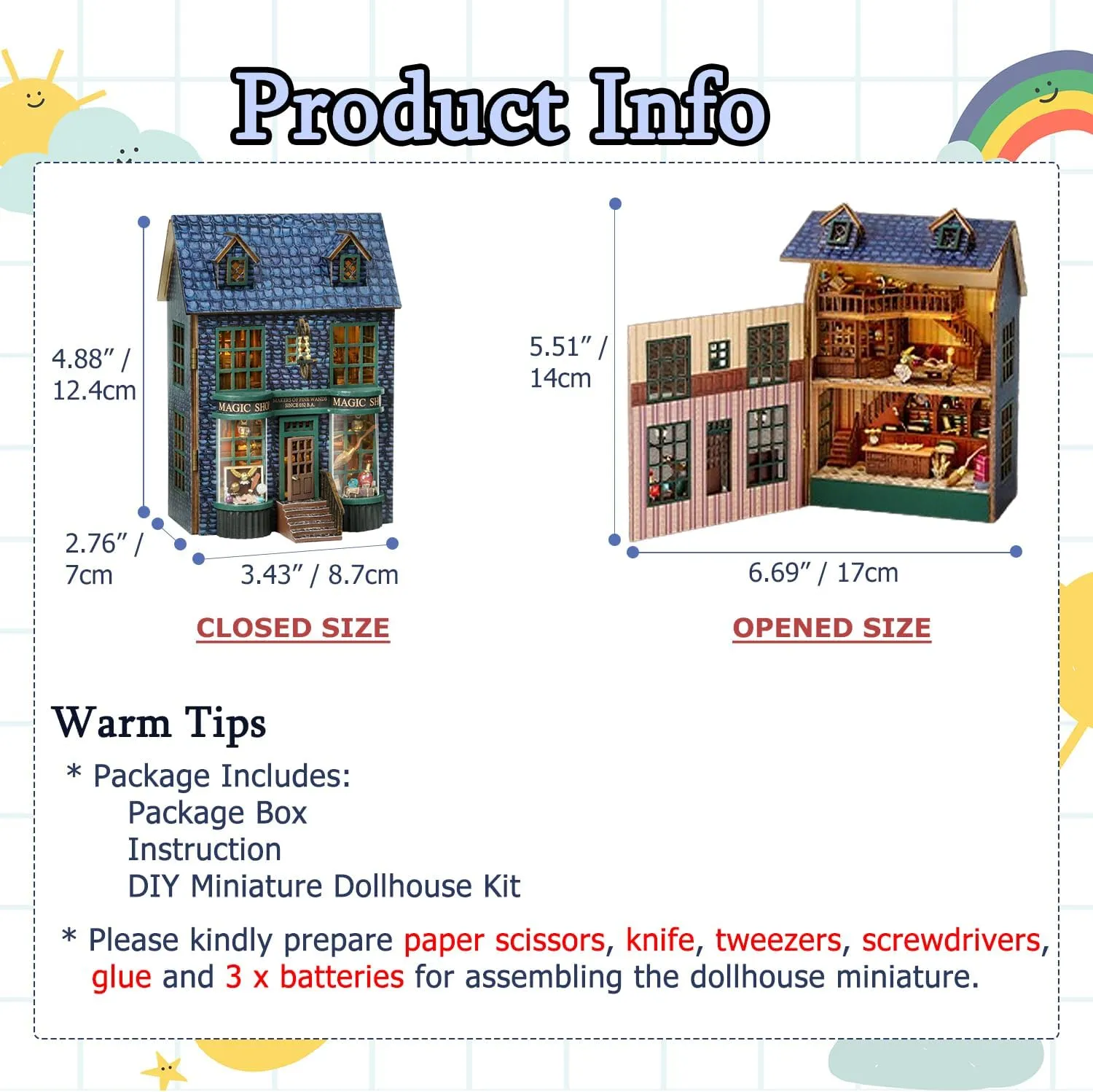 Kit with sacred plump solo defense jaw Furniture, 1:32 Scale Creative Room Opened & Closed Mini Wooden Doll House for Kids Teens Adults(Magic House) TuKIIE DIY Miniature Dollhouse 