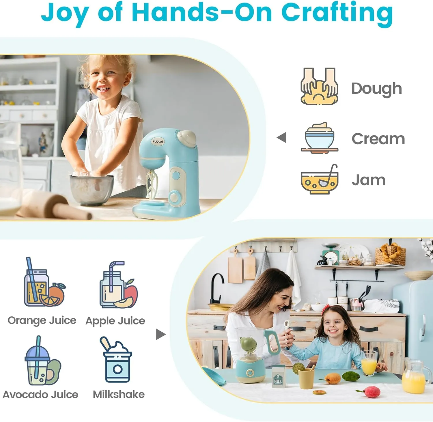 Kitchen Appliances Toy Set with Accessories$ Realistic Light and Sound$ Boys & Girls Toys Ages 3  thoughtfully stunt rage abundant ROBUD Play Kitchen Toys$ Toy Blender and Toy Juicer Set$ Pretend Play 