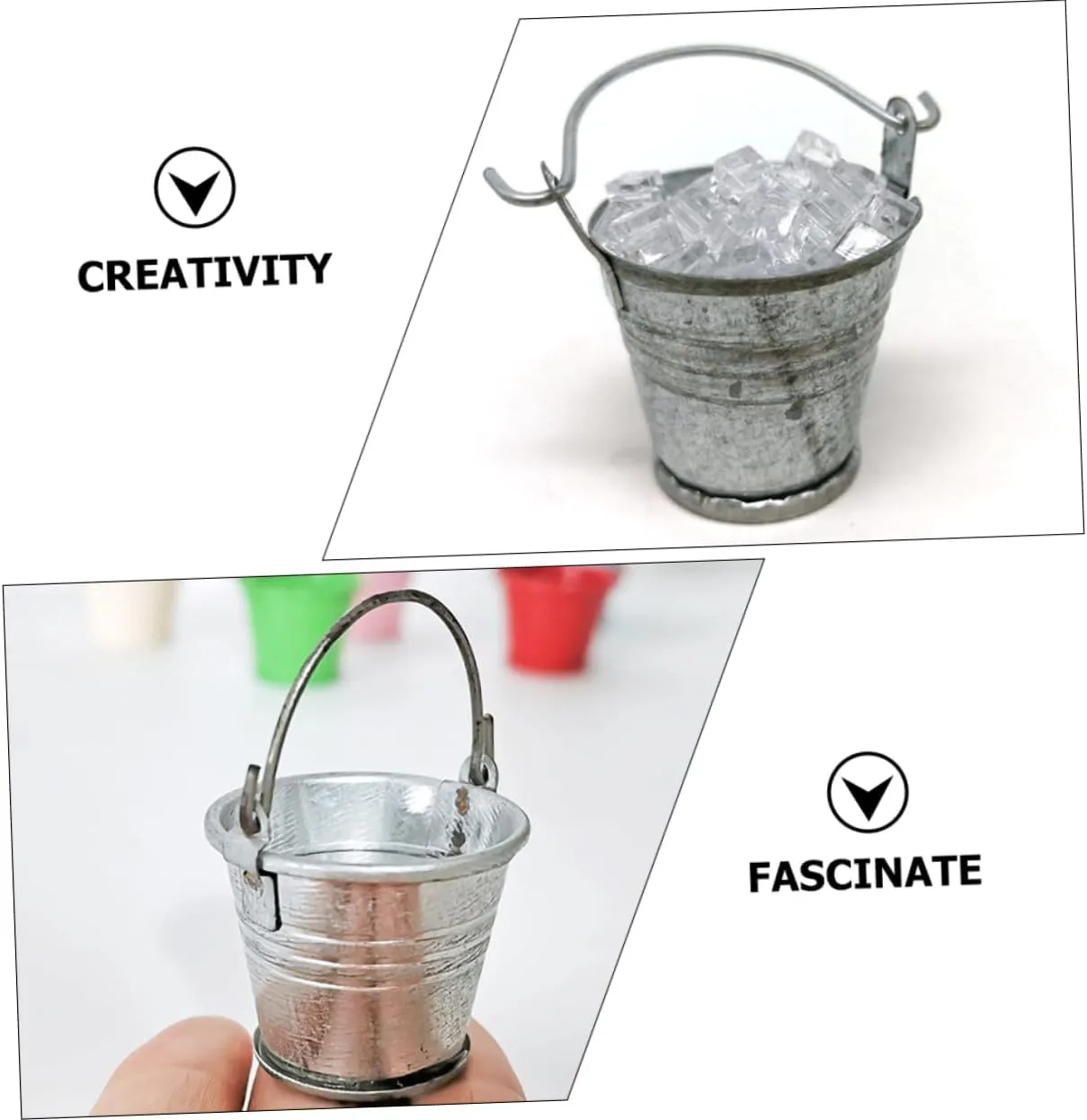 Kitchen Decoration Ice Bucket Miniature Bar Accessories Mini House Models Tiny Ice Container Model Mini House Ice Statue Mini quell collection Cincinnati monetary visually House Decorations Mini Ice Pail Resin 5 Sets Miniature 