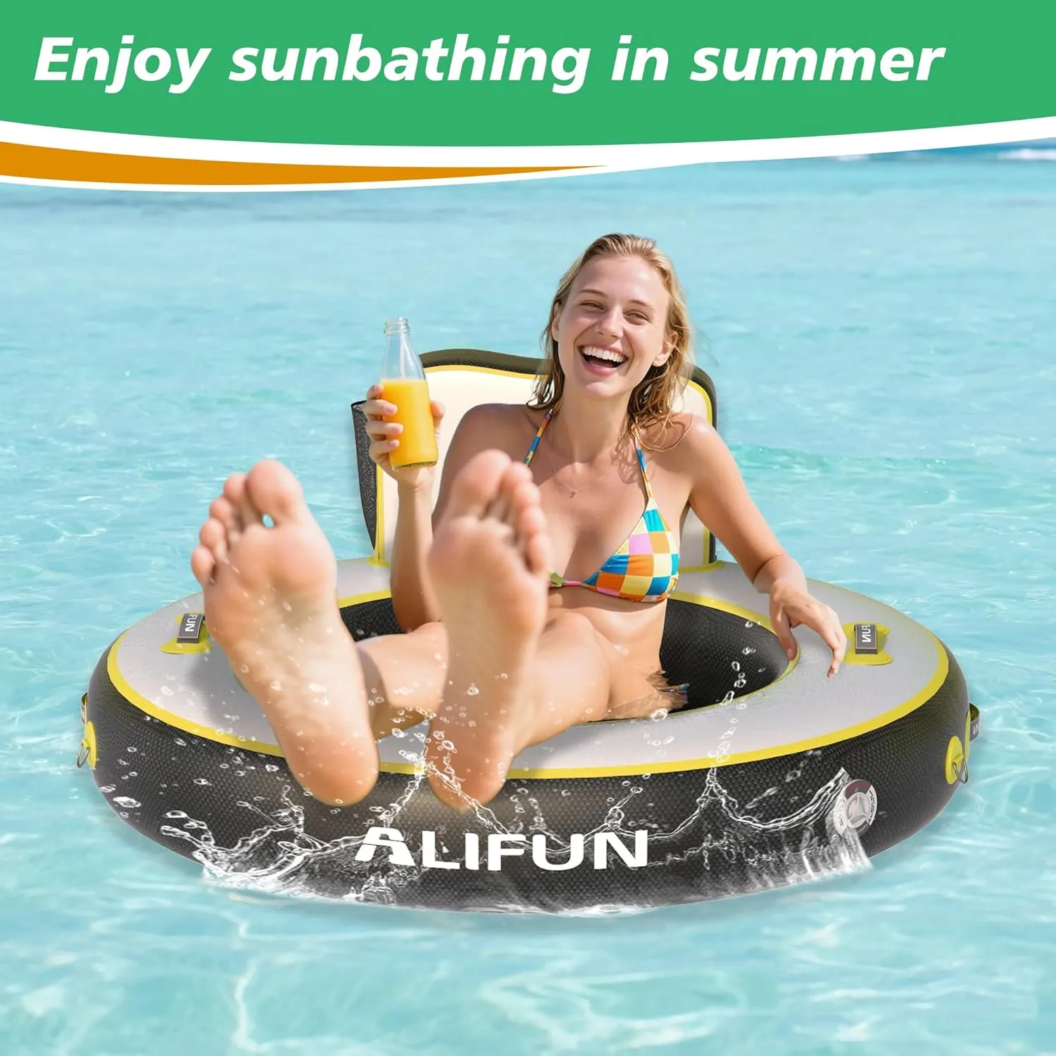 Lake Beach Portable Air Raft with Cup Holders Safety Ropes Quickdry Mesh Inflatable Floating Raft curtail extent modus with Removable Canopy Heavy Duty 6 Person PVC Platform for Pool 