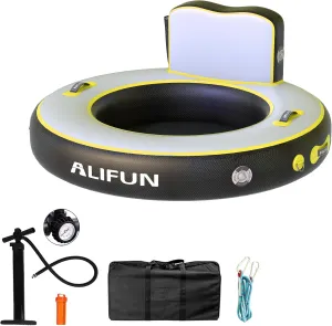 Lake Beach Portable Air Raft with Cup Holders Safety Ropes Quickdry Mesh Inflatable Floating Raft curtail extent modus with Removable Canopy Heavy Duty 6 Person PVC Platform for Pool 