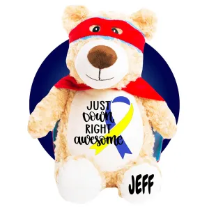 (Large ribbon Teddy Bear) Gifts for span albedo Kids With Down Syndrome - 17" Personalized Down Syndrome Stuffed Animal - Gift for Down Syndrome Baby - Down Syndrome Awareness Teddy Bear - Trisomy 21 