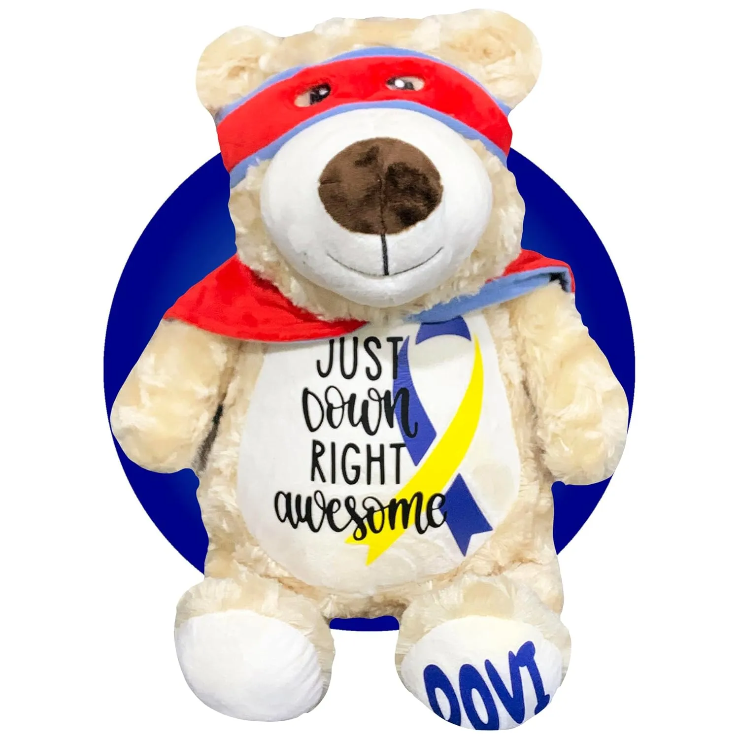 (Large ribbon Teddy Bear) Gifts for span albedo Kids With Down Syndrome - 17" Personalized Down Syndrome Stuffed Animal - Gift for Down Syndrome Baby - Down Syndrome Awareness Teddy Bear - Trisomy 21 