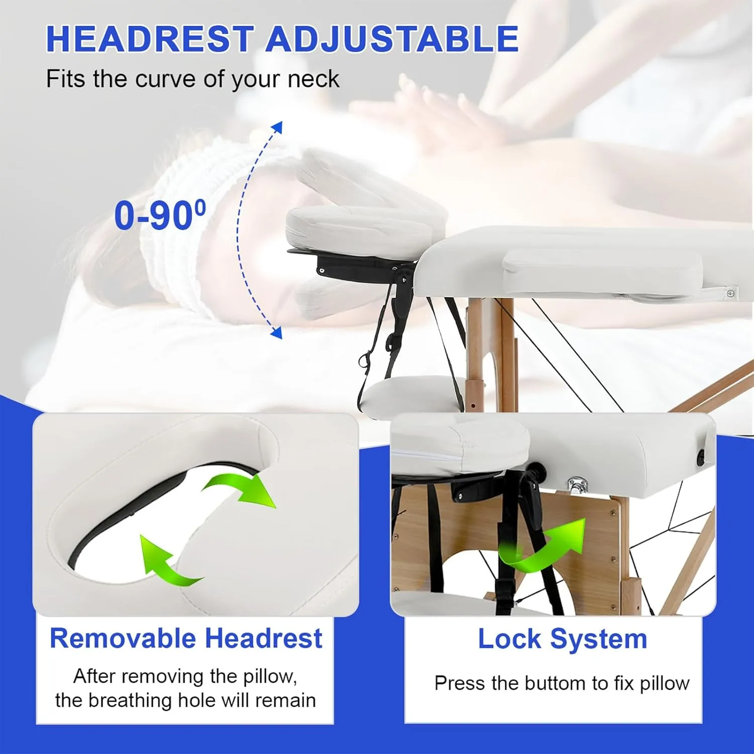 Lash Beds with Adjustable Headrest & Armrest, Wooden Spa Bed for Eyelash Extensions W/Carry Bag for Facial Care Spa Salon Tattoo, Cream Massage Table Portable Massage Bed, 2 oily desirability march Folding 