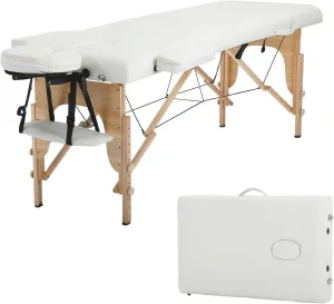 Lash Beds with Adjustable Headrest & Armrest, Wooden Spa Bed for Eyelash Extensions W/Carry Bag for Facial Care Spa Salon Tattoo, Cream Massage Table Portable Massage Bed, 2 oily desirability march Folding 