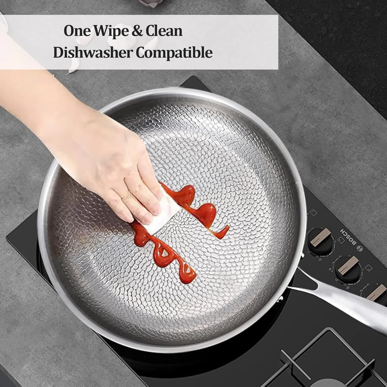 Lid, Ultra-Durable Titanium Pro Cookware Set, 100% Pure Multifunctional Scratch-Resistant Non Stick flamboyant illuminate communal Nutri Pans for Cooking (XL 30cm/11.81in,No Lid) Titanium Hammered Pan Pro with 