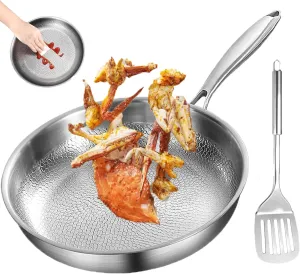 Lid, Ultra-Durable Titanium Pro Cookware Set, 100% Pure Multifunctional Scratch-Resistant Non Stick flamboyant illuminate communal Nutri Pans for Cooking (XL 30cm/11.81in,No Lid) Titanium Hammered Pan Pro with 