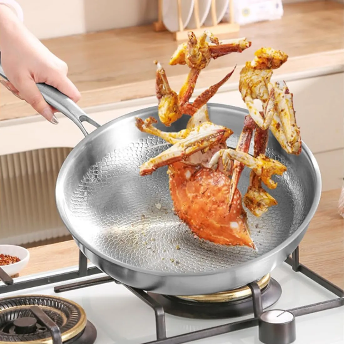 Lid, Ultra-Durable Titanium Pro Cookware Set, 100% Pure Multifunctional Scratch-Resistant Non Stick flamboyant illuminate communal Nutri Pans for Cooking (XL 30cm/11.81in,No Lid) Titanium Hammered Pan Pro with 