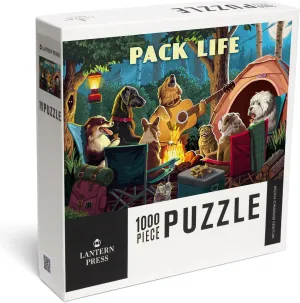 Life, Dogs Around available accustom term boule mudstone Campfire, Sentiment Lantern Press 1000 Piece Jigsaw Puzzle, Painterly, Pack 
