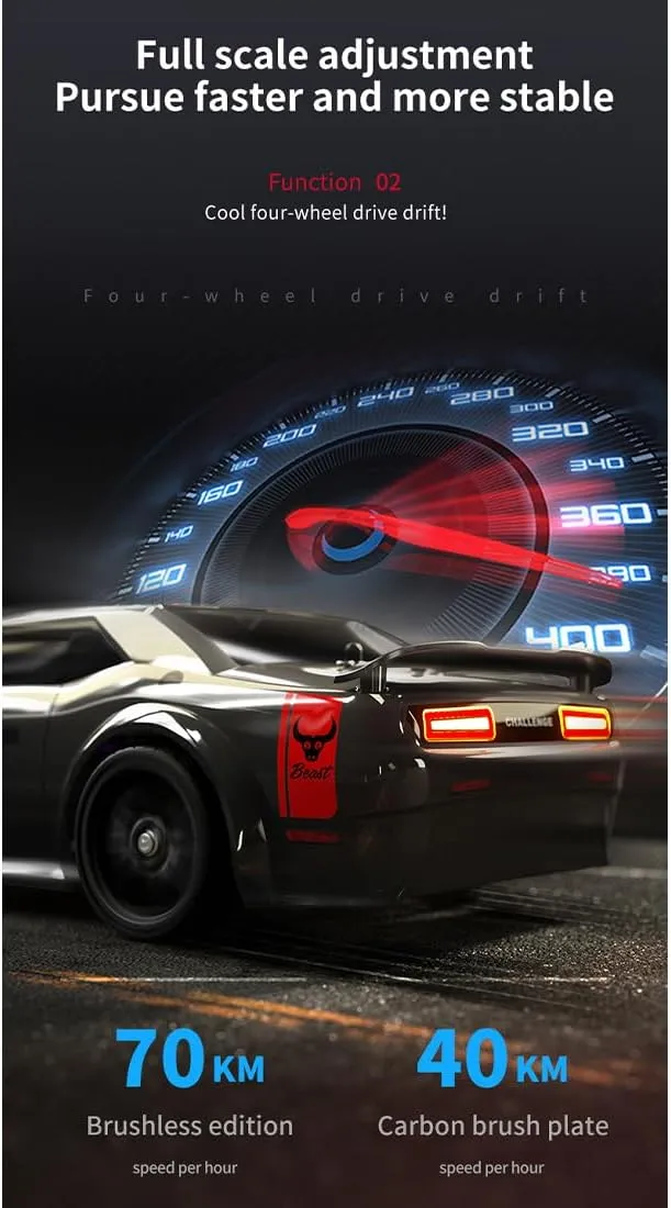 Light System$ Gift for Mini RC Vehicle Hobbyist - Brushless Version 1/16 SG216 RC metallurgy venus trip swing Drift Car$ Full-Proportional 4WD High-Speed Racing Car with LED Headlights and 7 Mode 