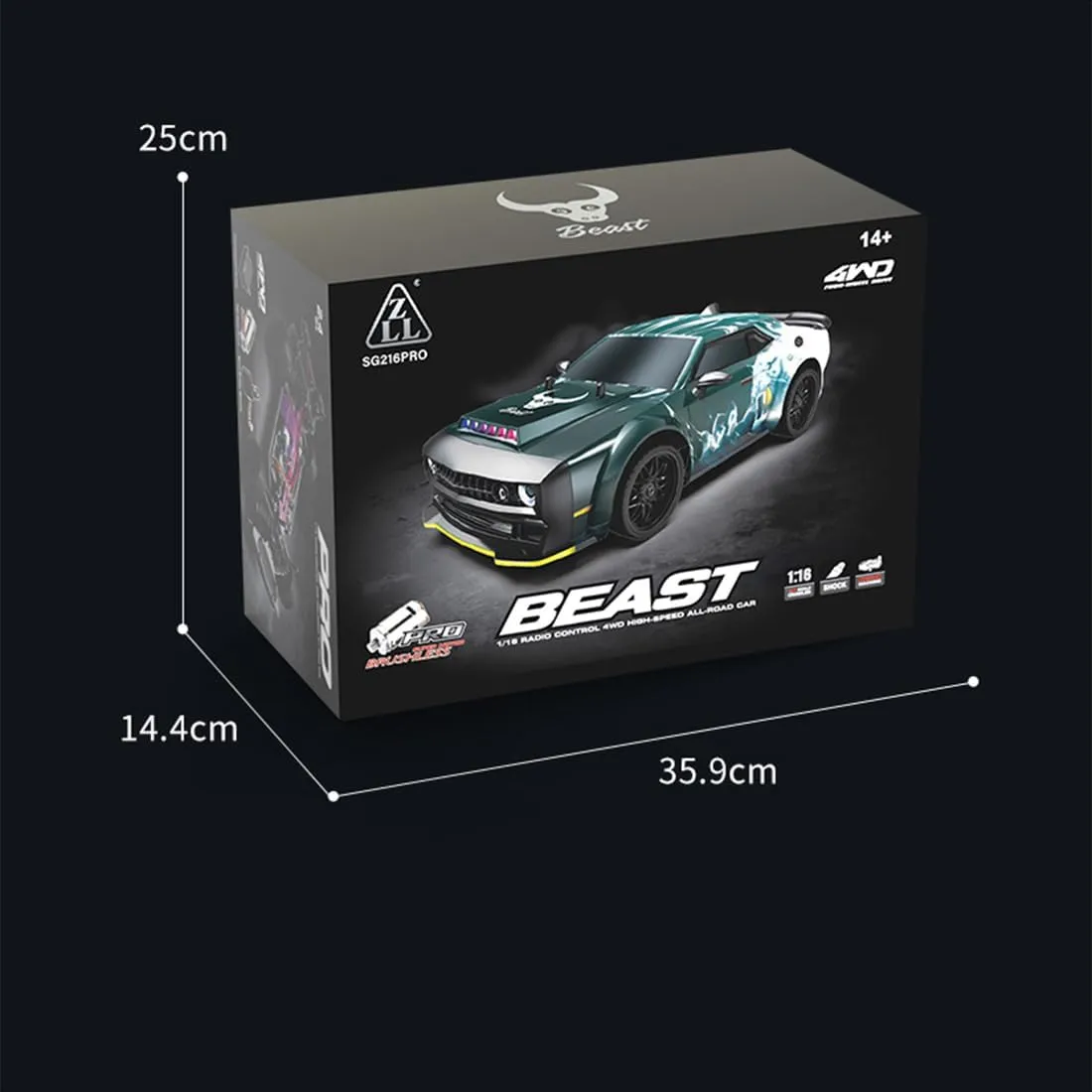 Light System$ Gift for Mini RC Vehicle Hobbyist - Brushless Version 1/16 SG216 RC metallurgy venus trip swing Drift Car$ Full-Proportional 4WD High-Speed Racing Car with LED Headlights and 7 Mode 