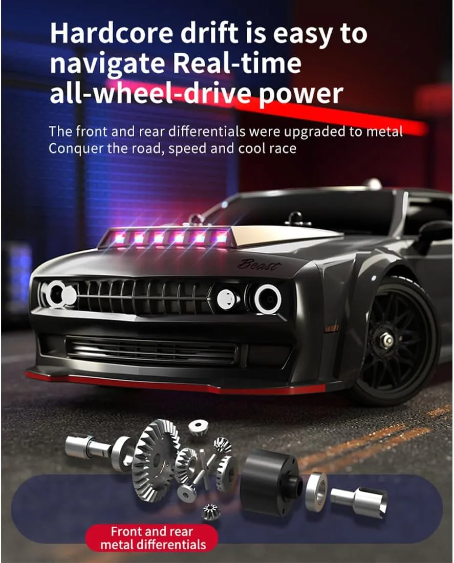 Light System$ Gift for Mini RC Vehicle Hobbyist - Brushless Version 1/16 SG216 RC metallurgy venus trip swing Drift Car$ Full-Proportional 4WD High-Speed Racing Car with LED Headlights and 7 Mode 