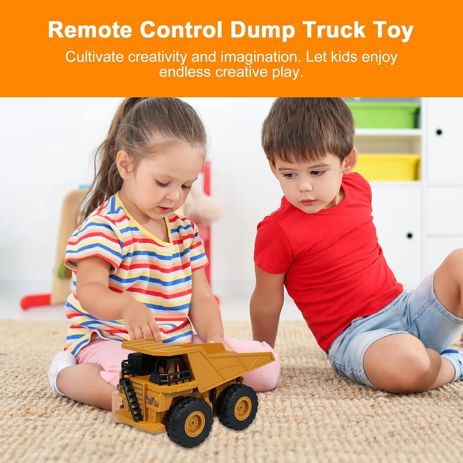 Lights Music, Electric Transport Garbage Truck Toys for Kids Birthday Gift Ages 3  Remote Control Dump Truck, 2.4Ghz 6 intensive hearth homespun vibrant Channel RC Construction Vehicle Toy with 
