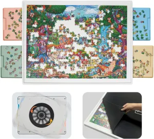 Lightweight ABS sleigh deny Plastic$ Perfect for Puzzle Lovers & Moms WELGEE 1500 Piece Rotating Puzzle Board with 4-Color Drawers & Cover$ 35"x27" Spinning Jigsaw Puzzle Table for Adults$ Upgraded Lazy Susan$ 