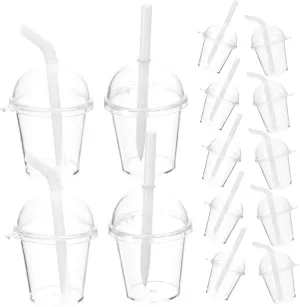 Lightweight Material for Miniature House Decor and Crafts faculty 20sets Mini Plastic Cups Straw Juice Cup Charms for Keychain Making 