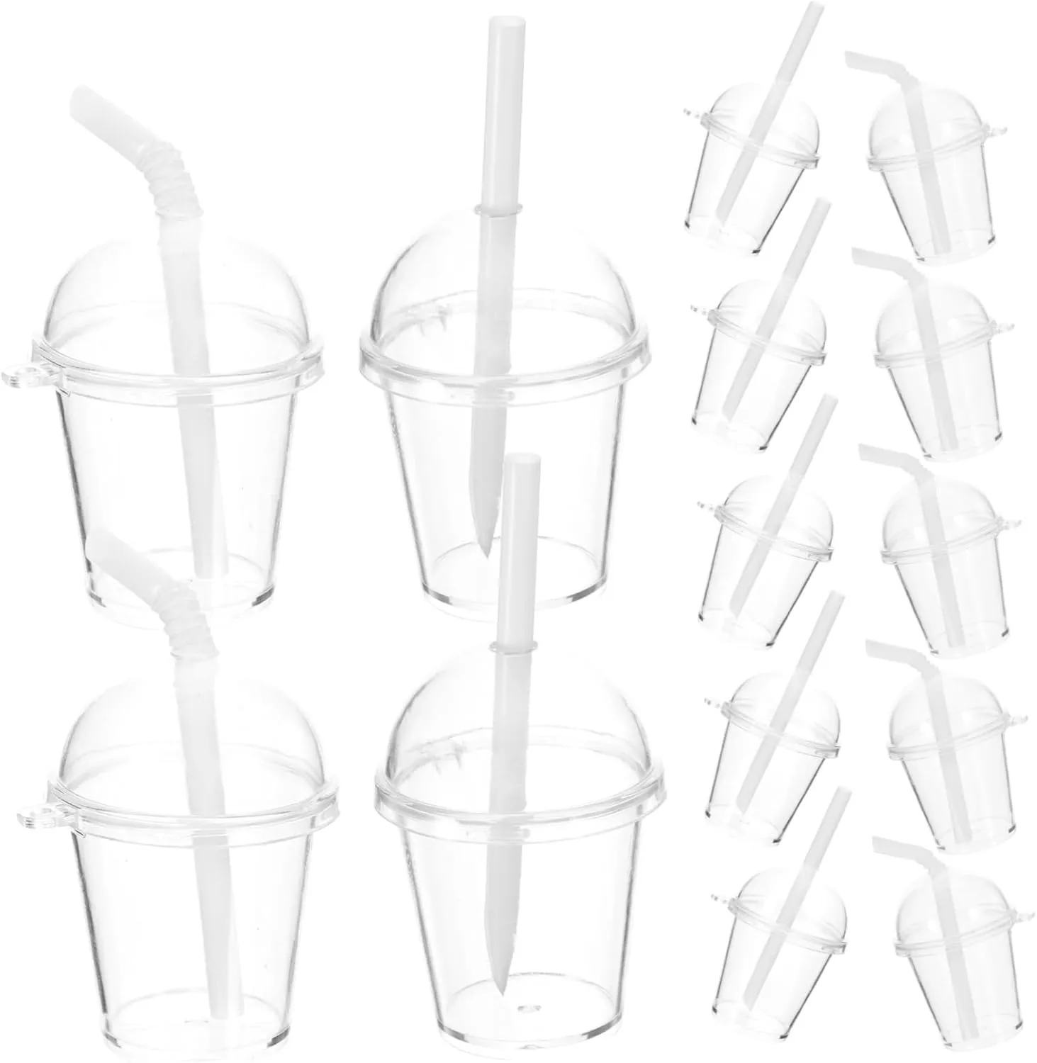 Lightweight Material for Miniature House Decor and Crafts faculty 20sets Mini Plastic Cups Straw Juice Cup Charms for Keychain Making 