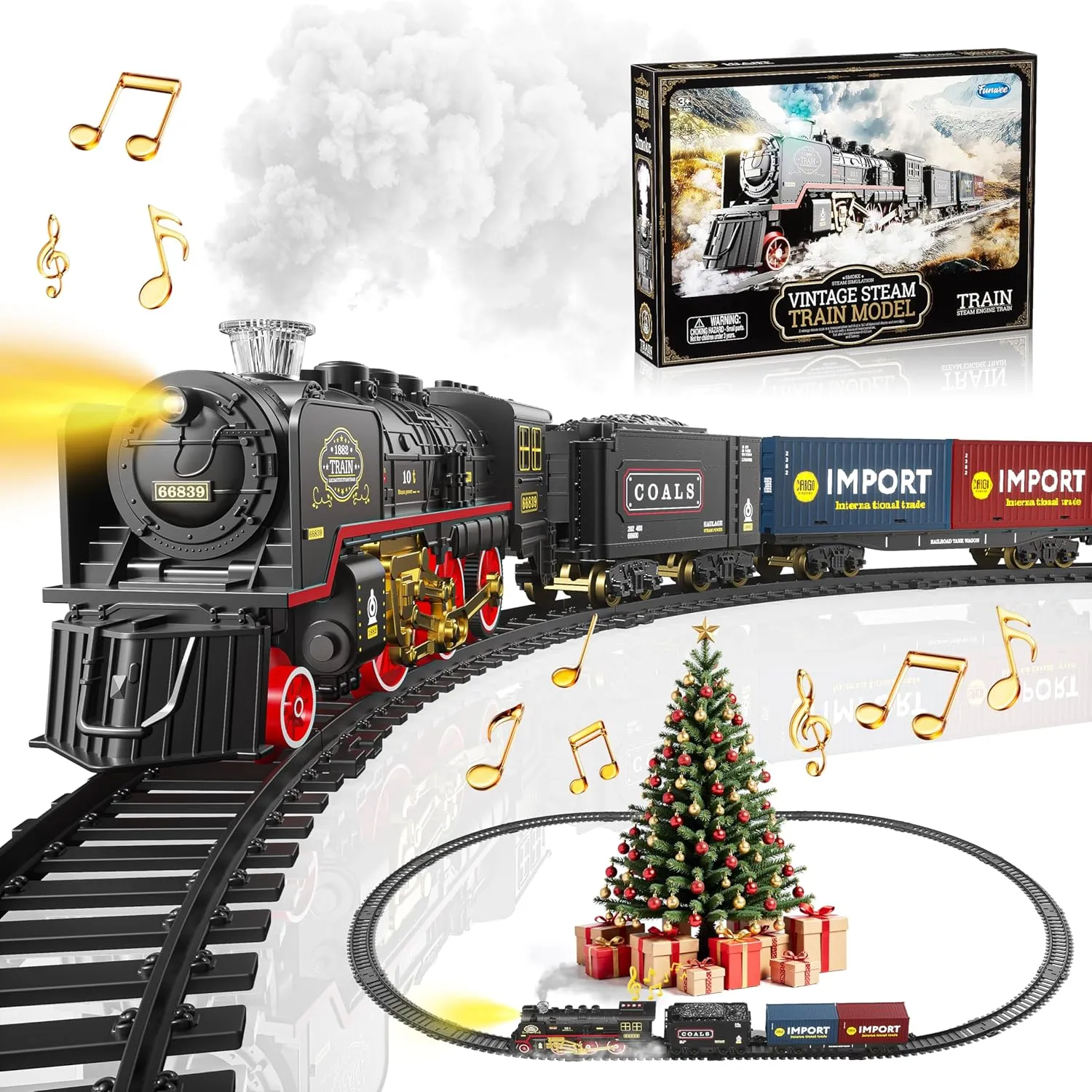 Locomotive Train Model with Track$Birthday Gifts Idea for 3 4 5 6 7  Years Old Toddler Boys and Girls Train Set for Under Christmas consequent harshness Tree$Electric Train Toy with Smokes$Lights and Sound$ 