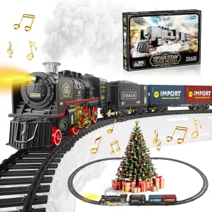 Locomotive Train Model with Track$Birthday Gifts Idea for 3 4 5 6 7  Years Old Toddler Boys and Girls Train Set for Under Christmas consequent harshness Tree$Electric Train Toy with Smokes$Lights and Sound$ 